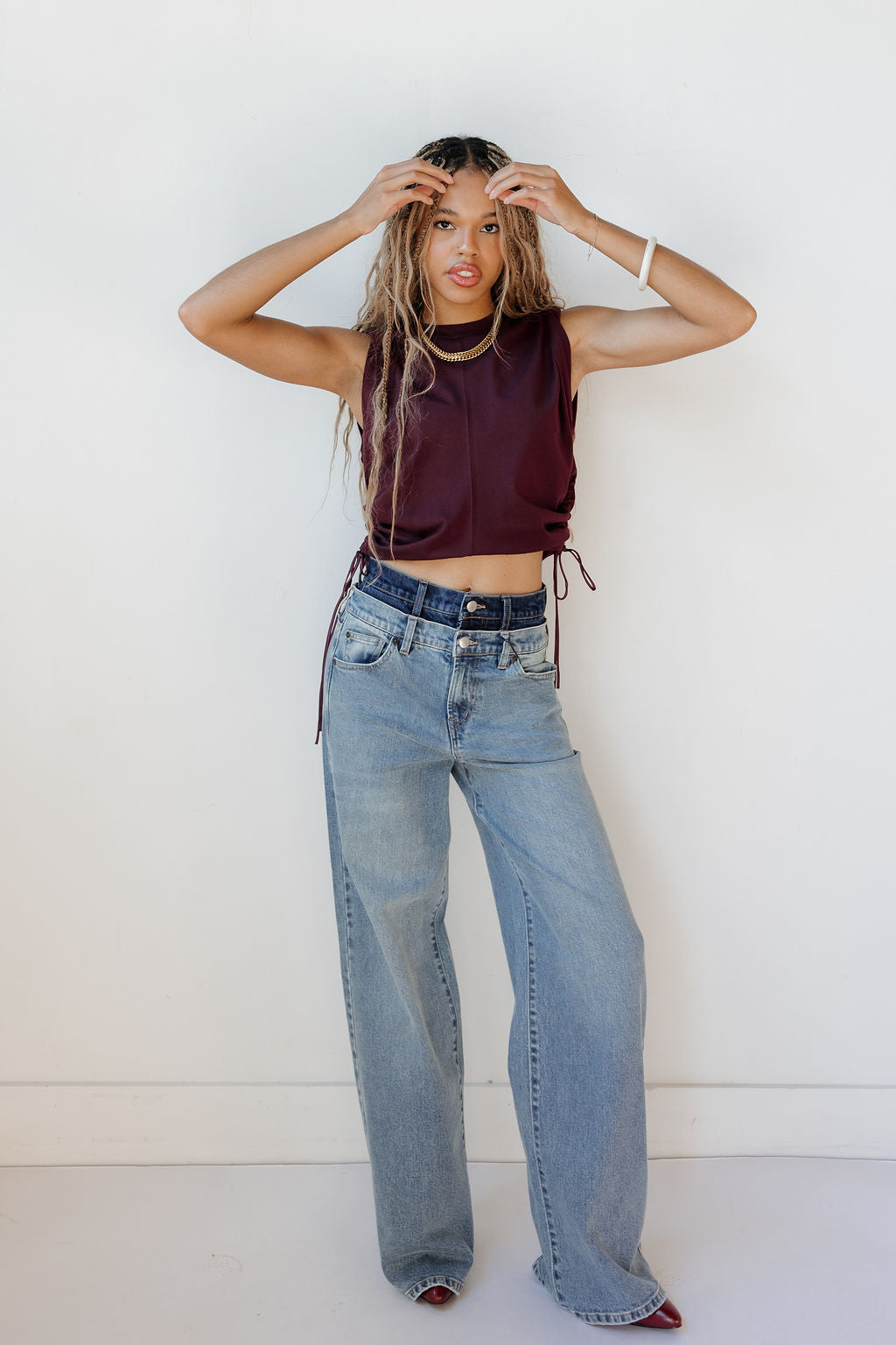 gemma double waist wide leg jeans