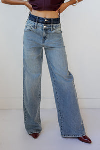 gemma double waist wide leg jeans