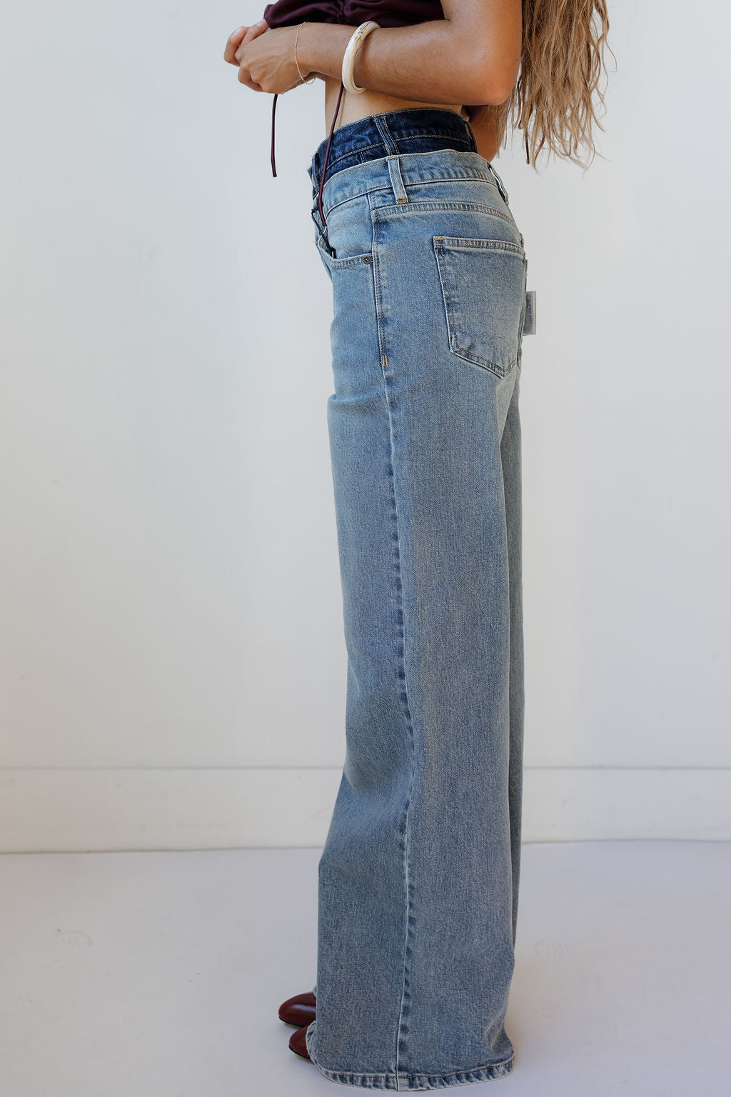 gemma double waist wide leg jeans