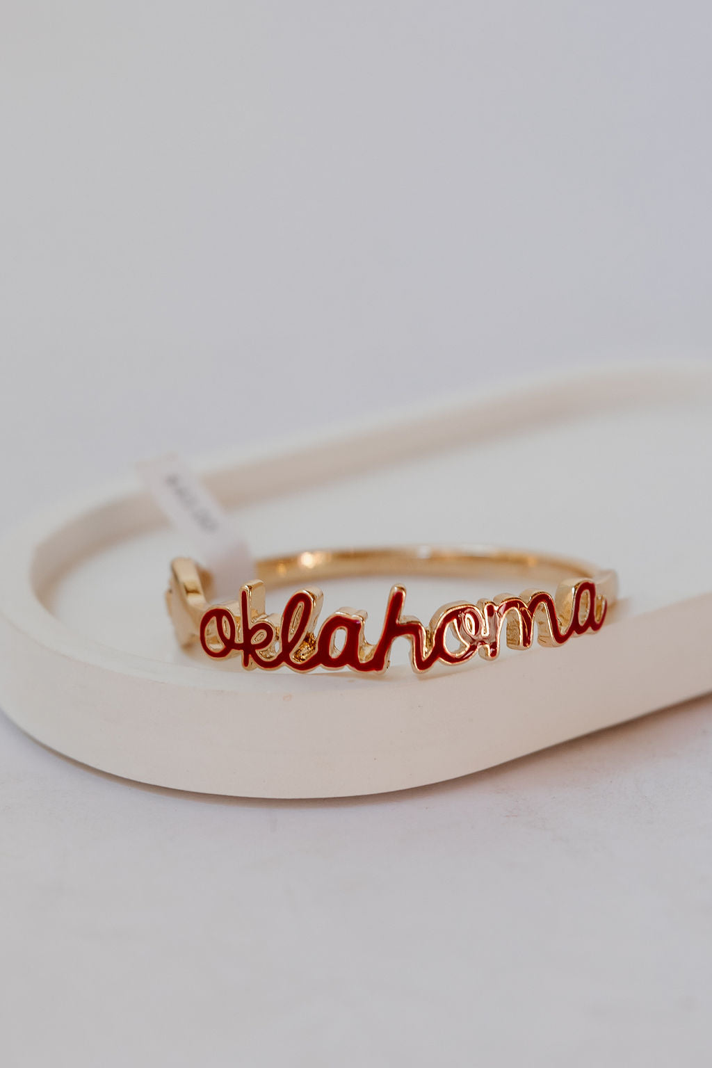 oklahoma cursive enamel hinge bangle