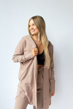mode, longline hoodie cardigan