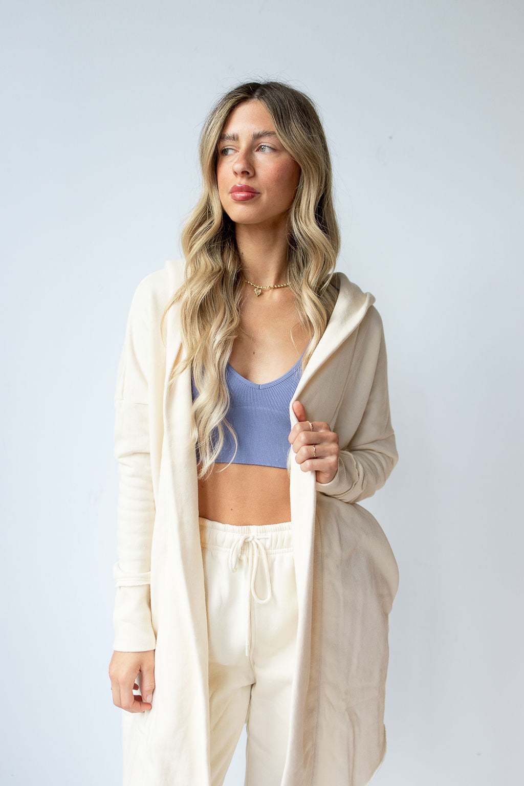 mode, longline hoodie cardigan