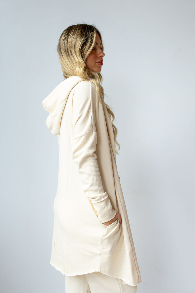 mode, longline hoodie cardigan