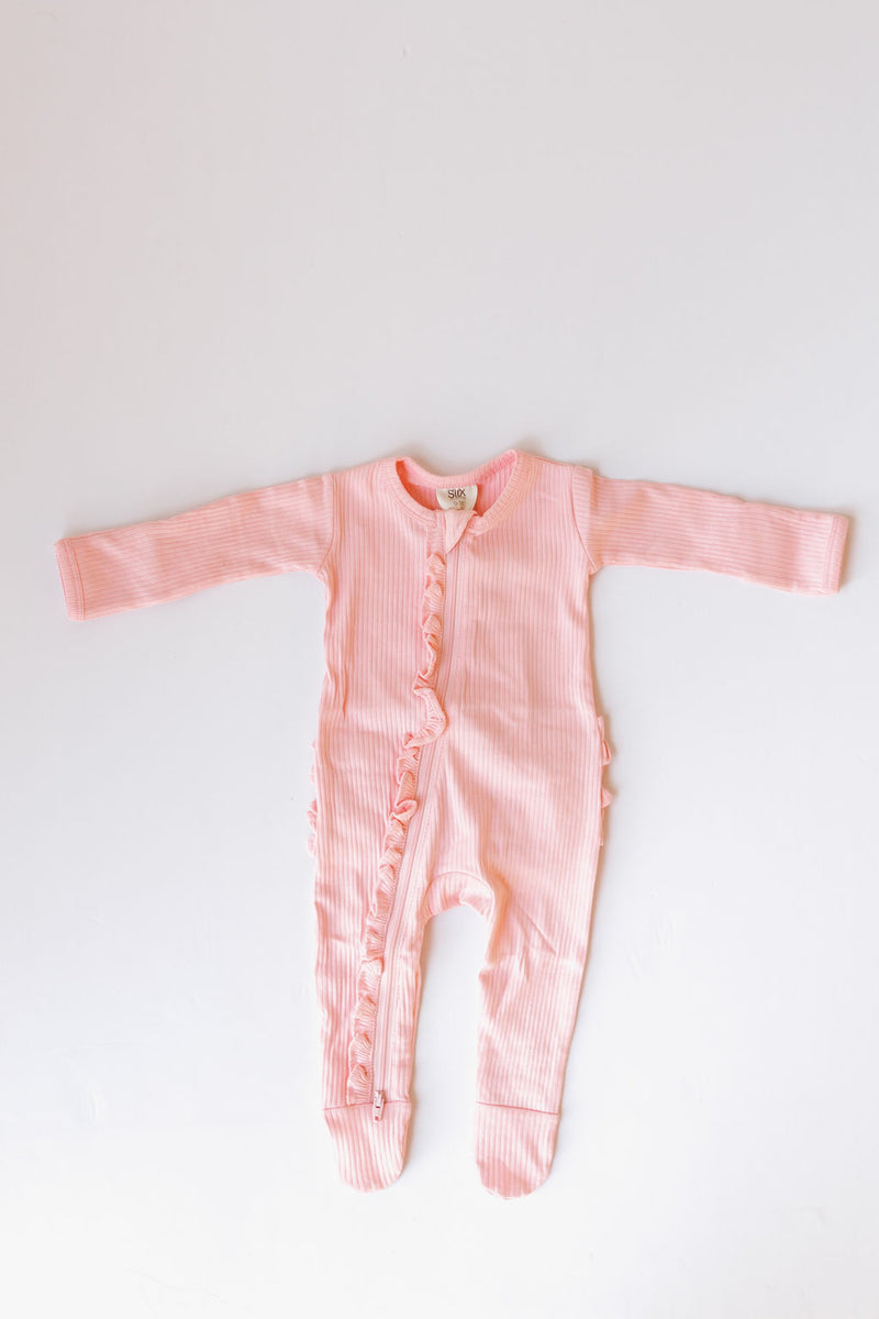 frill ribbed footie pajamas
