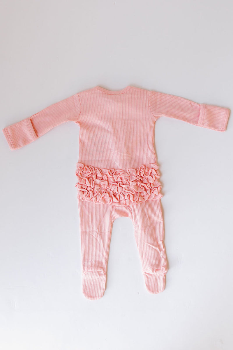 frill ribbed footie pajamas