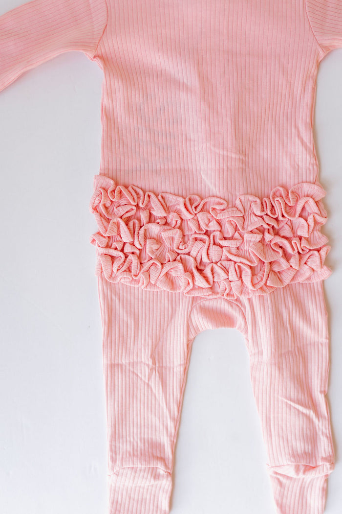 frill ribbed footie pajamas