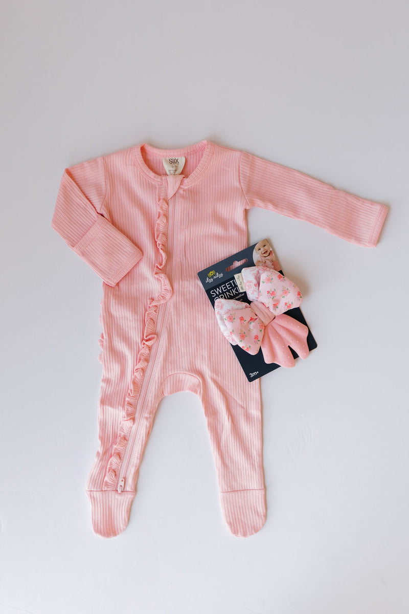 bow crinkle toy - pink