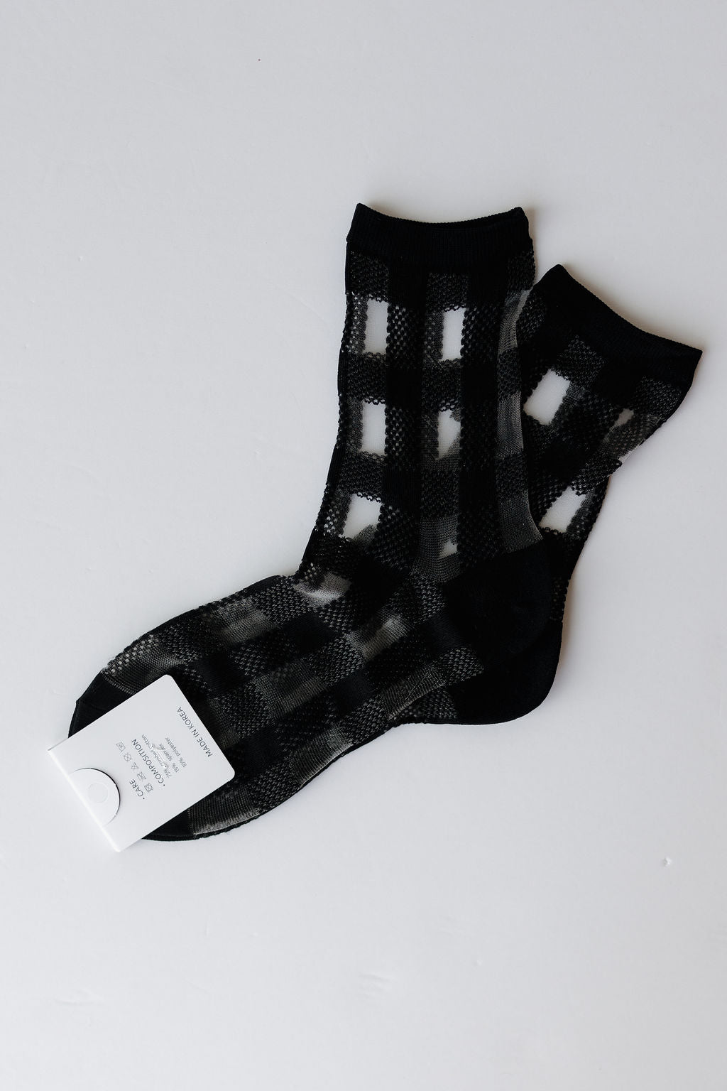 sheer checkered crew lace sock