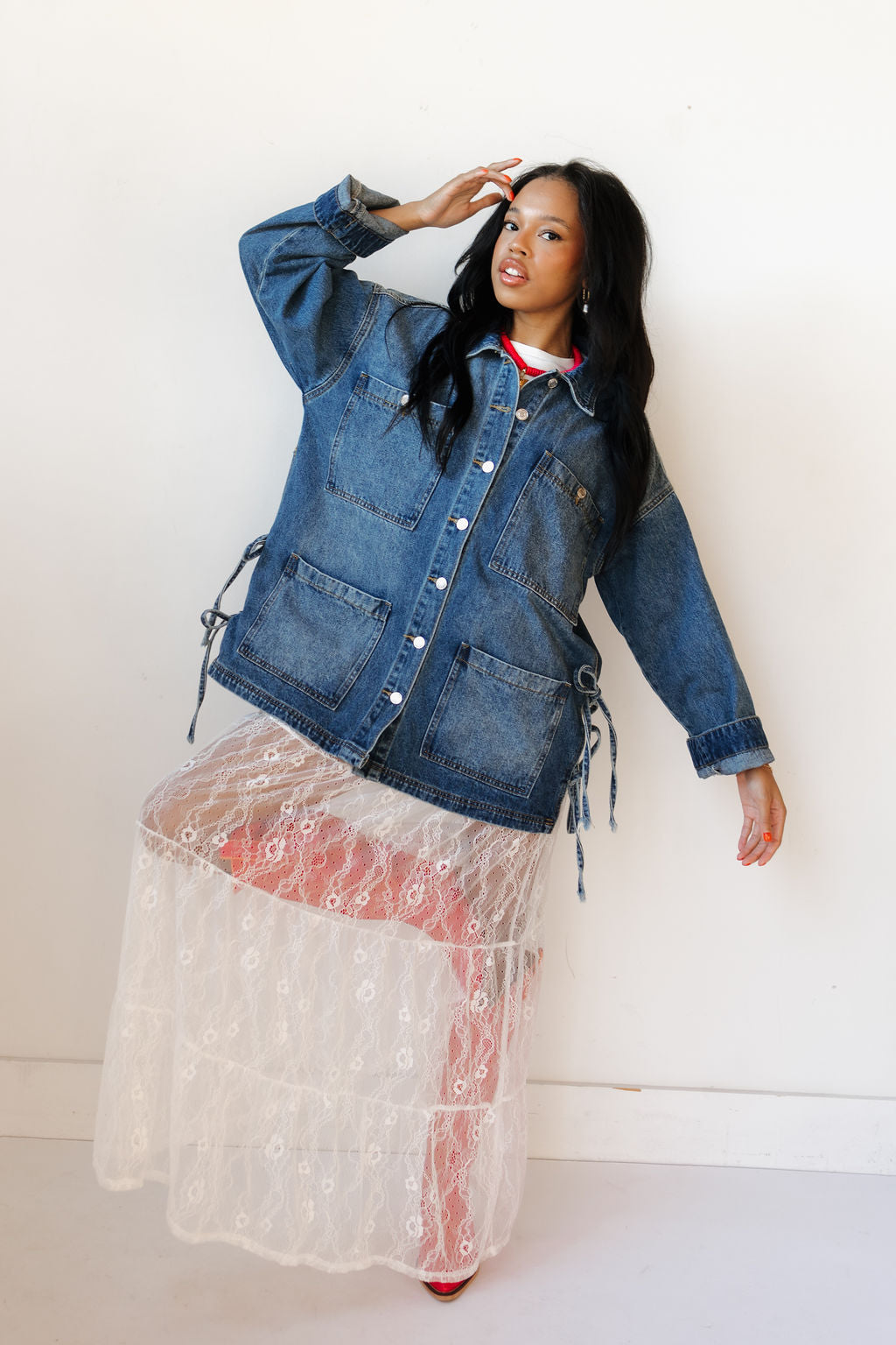 laced in petals maxi skirt