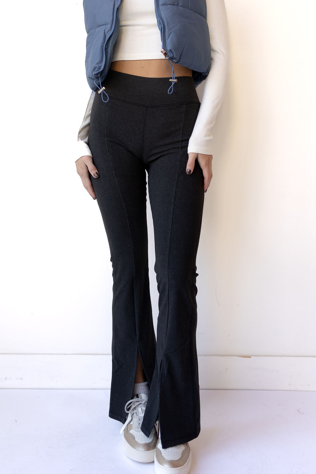 mode, brushed ribbed flare leggings
