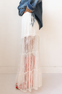 laced in petals maxi skirt