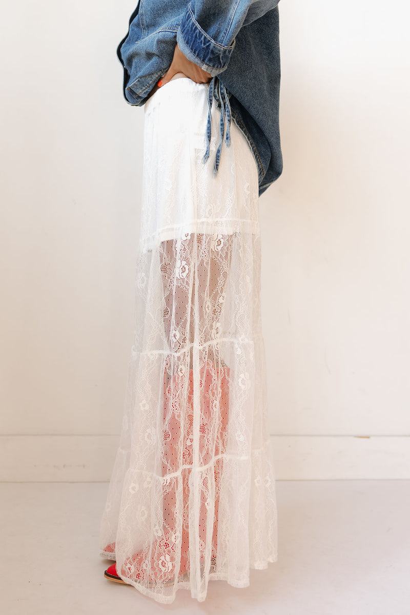 laced in petals maxi skirt