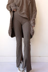 mode, brushed ribbed flare leggings