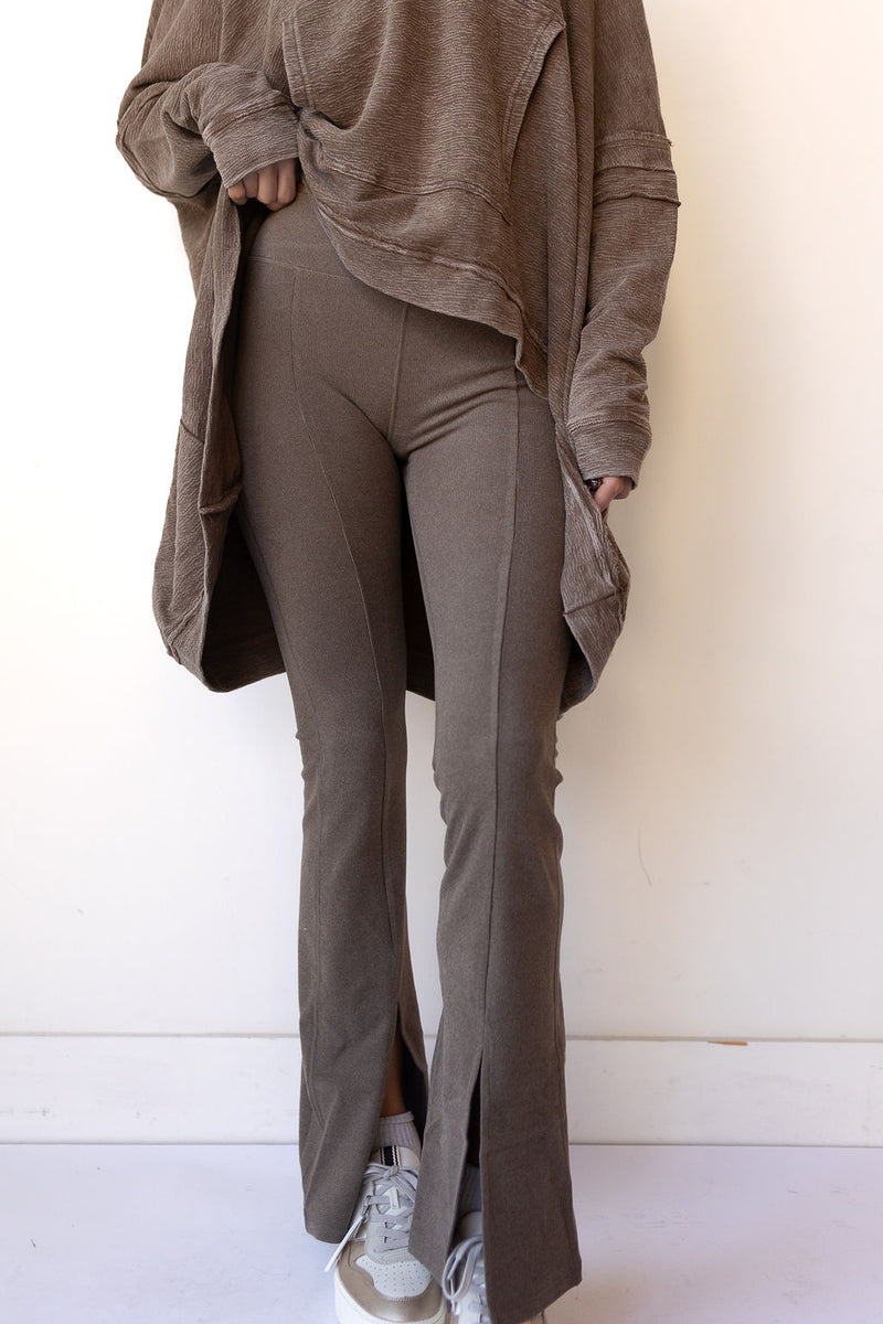 mode, brushed ribbed flare leggings