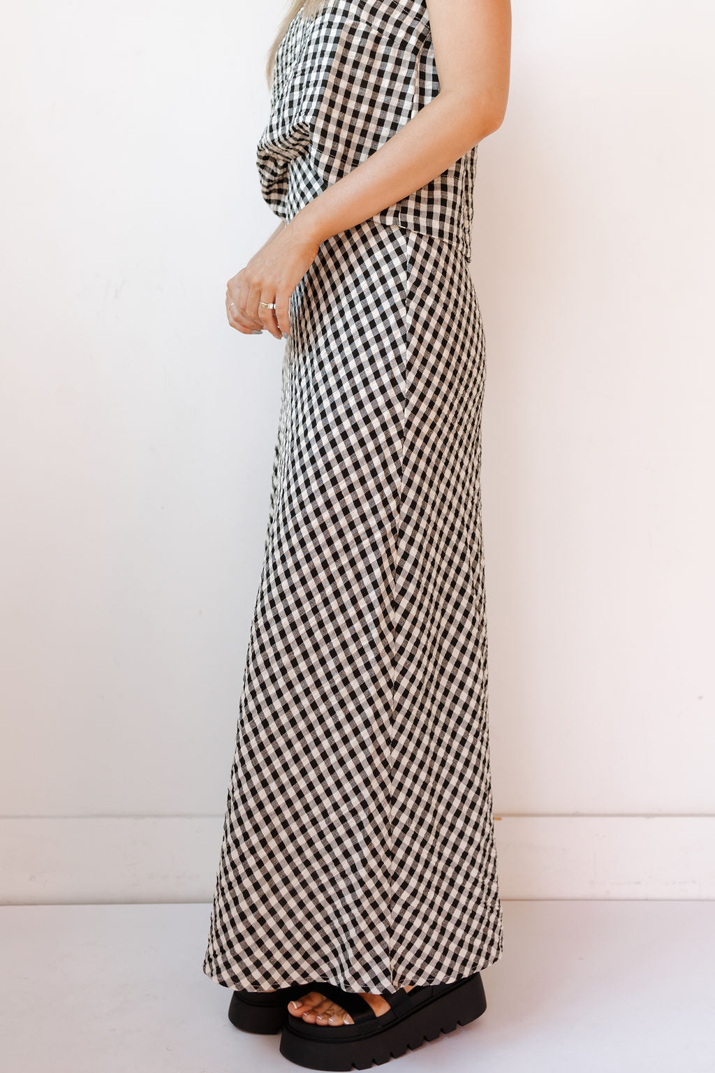 itzel gingham maxi skirt