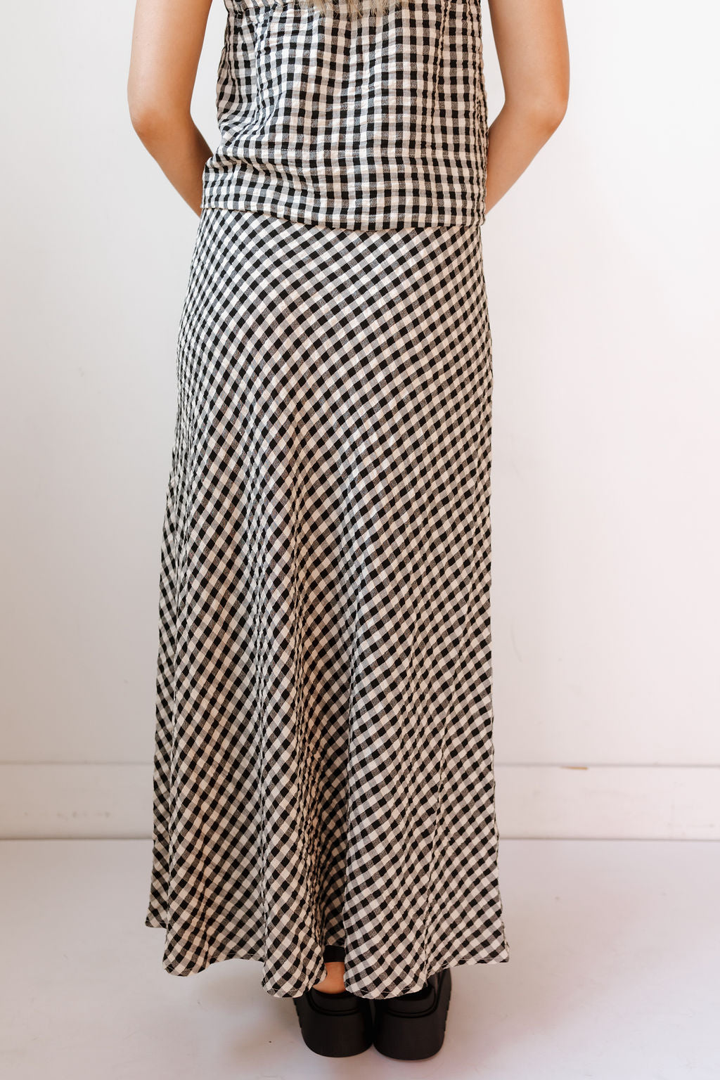 itzel gingham maxi skirt