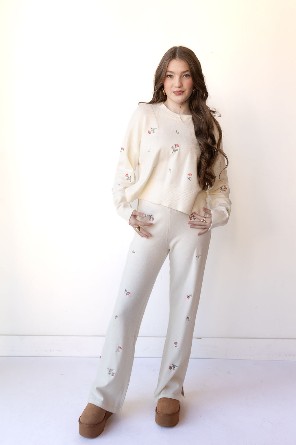 mode, collins embroidered knit sweater