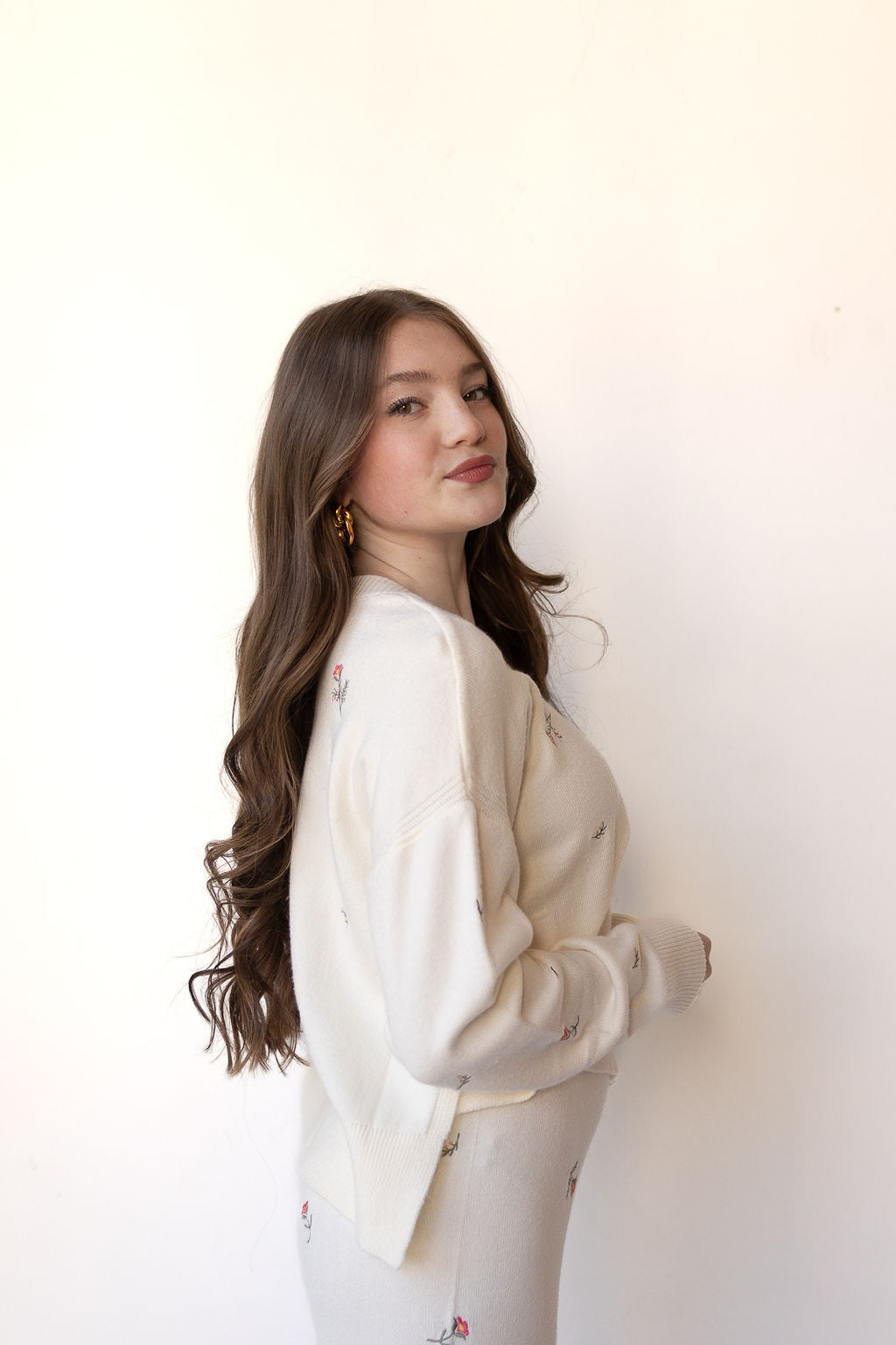 mode, collins embroidered knit sweater