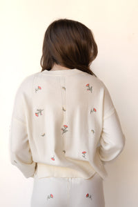mode, collins embroidered knit sweater