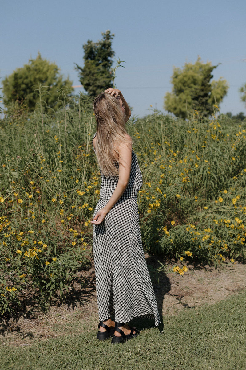 itzel gingham maxi skirt