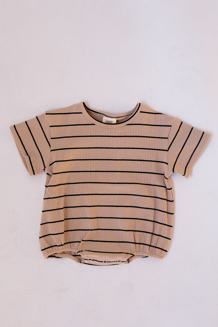 Tan Black Stripe Ribbed T-Shirt Bubble