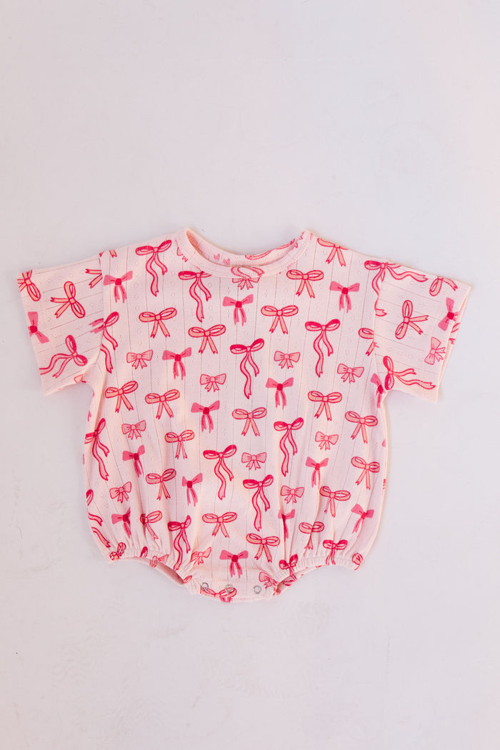 Pink Bows Organic Pointelle T-Shirt Bubble