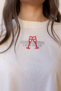 champagne wishes crop tee