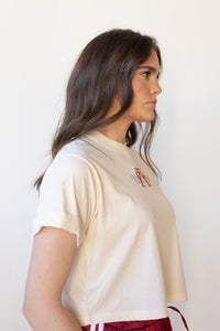 champagne wishes crop tee