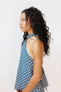 alia polka dot halter tie top