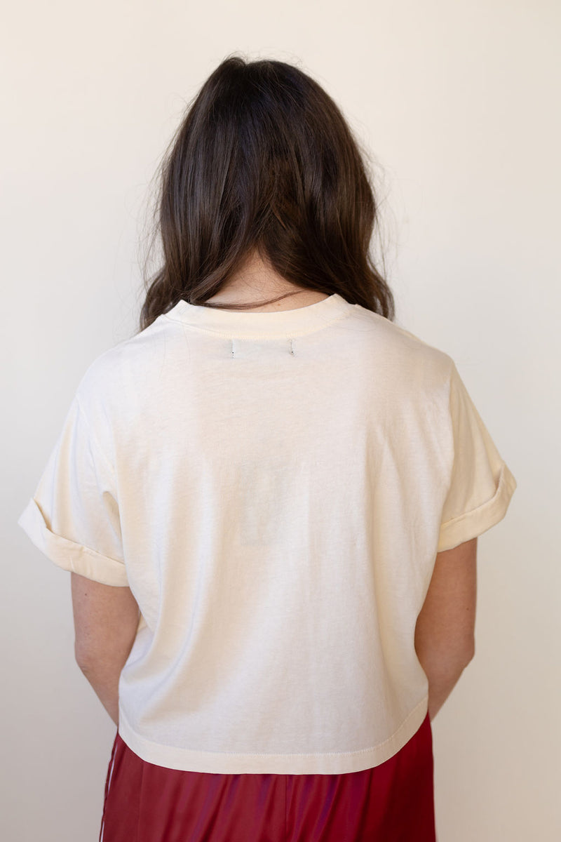 champagne wishes crop tee