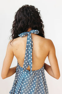 alia polka dot halter tie top