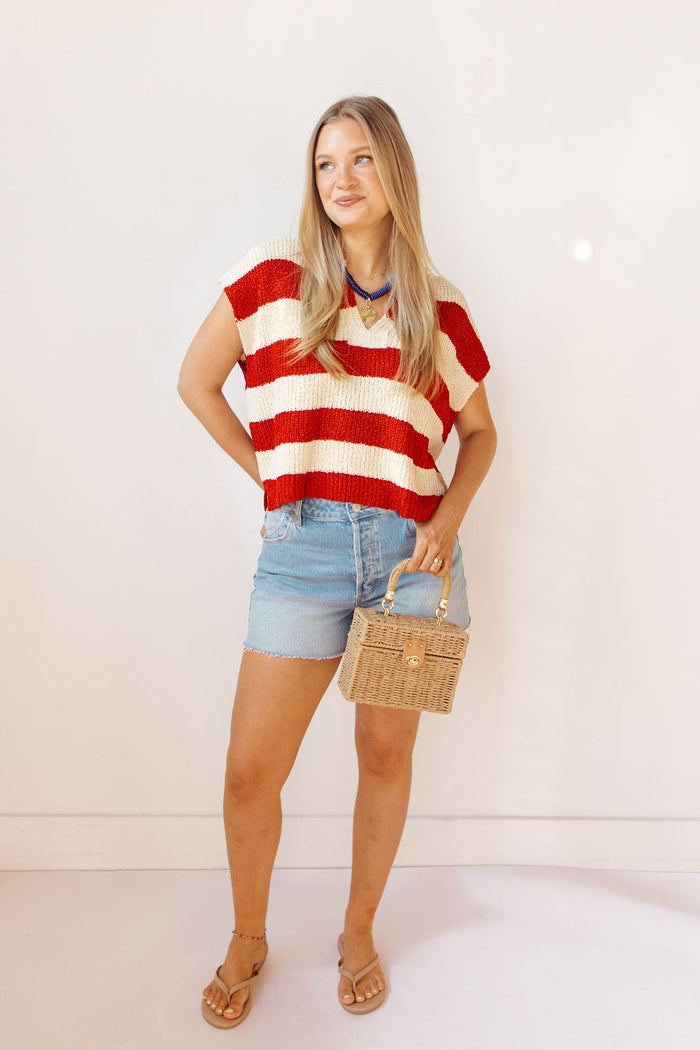 nataly split neck striped sweater