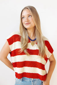nataly split neck striped sweater