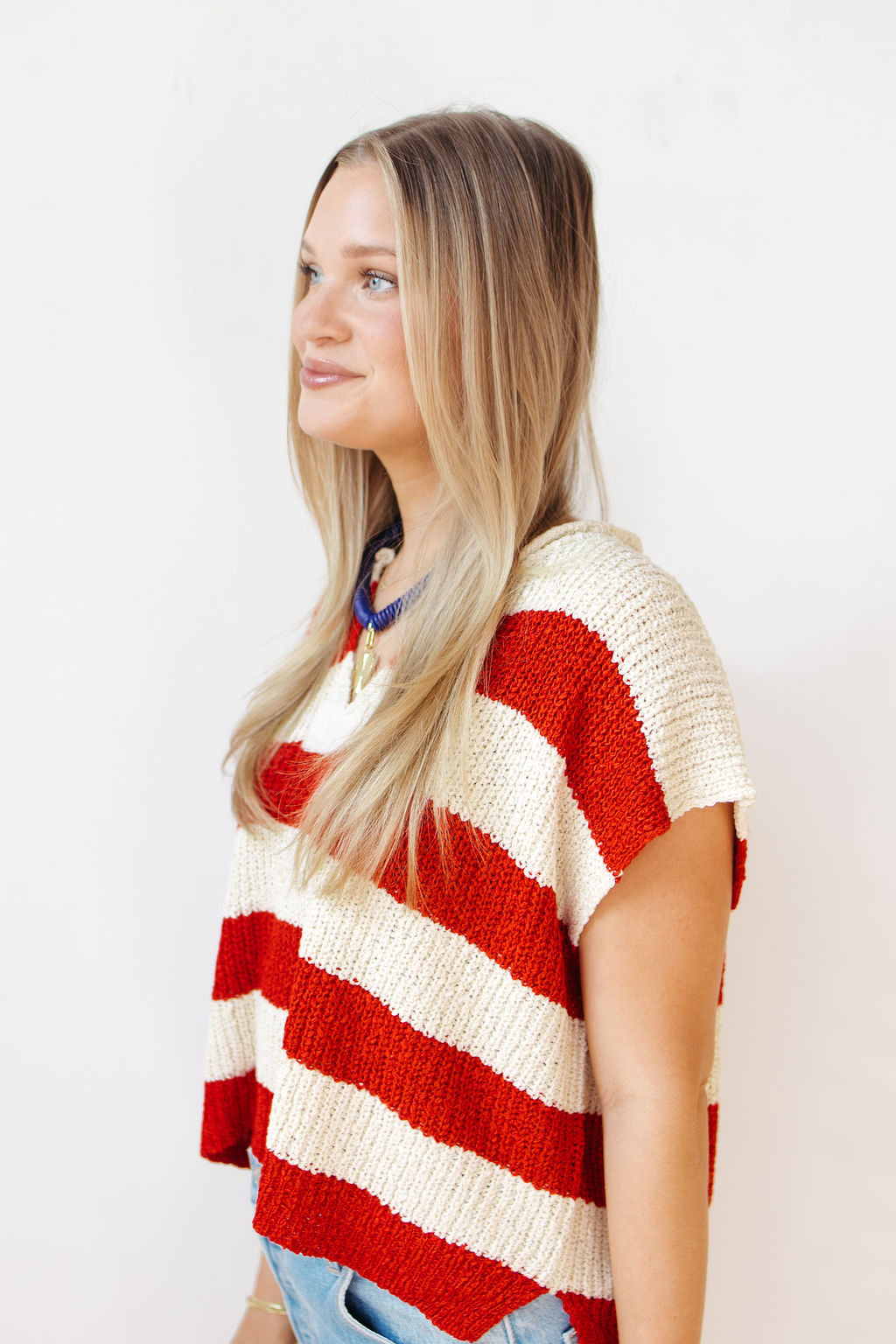 nataly split neck striped sweater