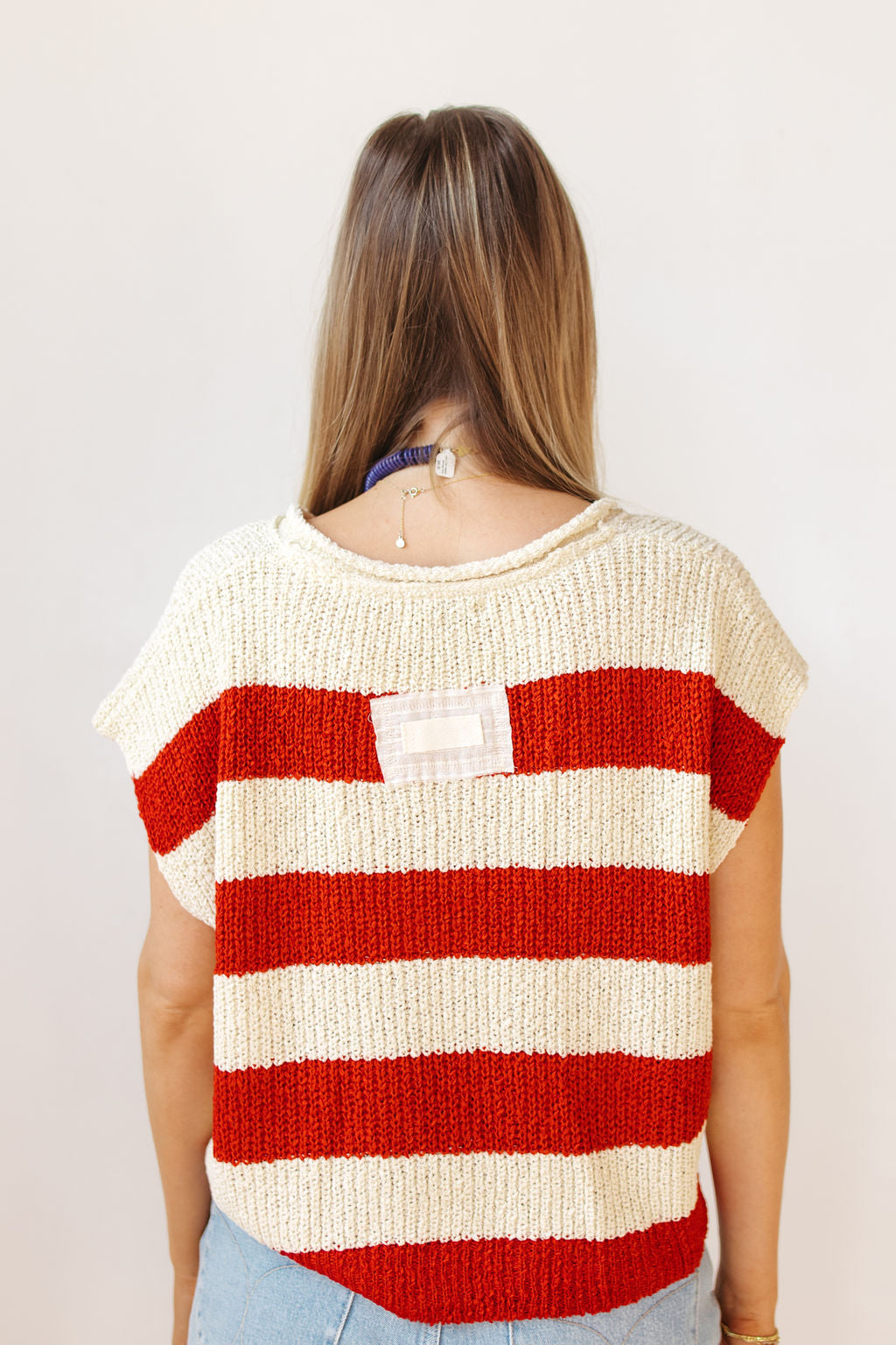 nataly split neck striped sweater