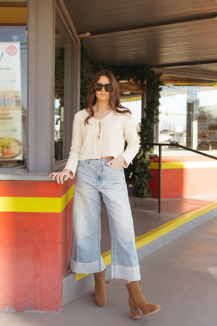 lana crop cuffed wide leg jeans