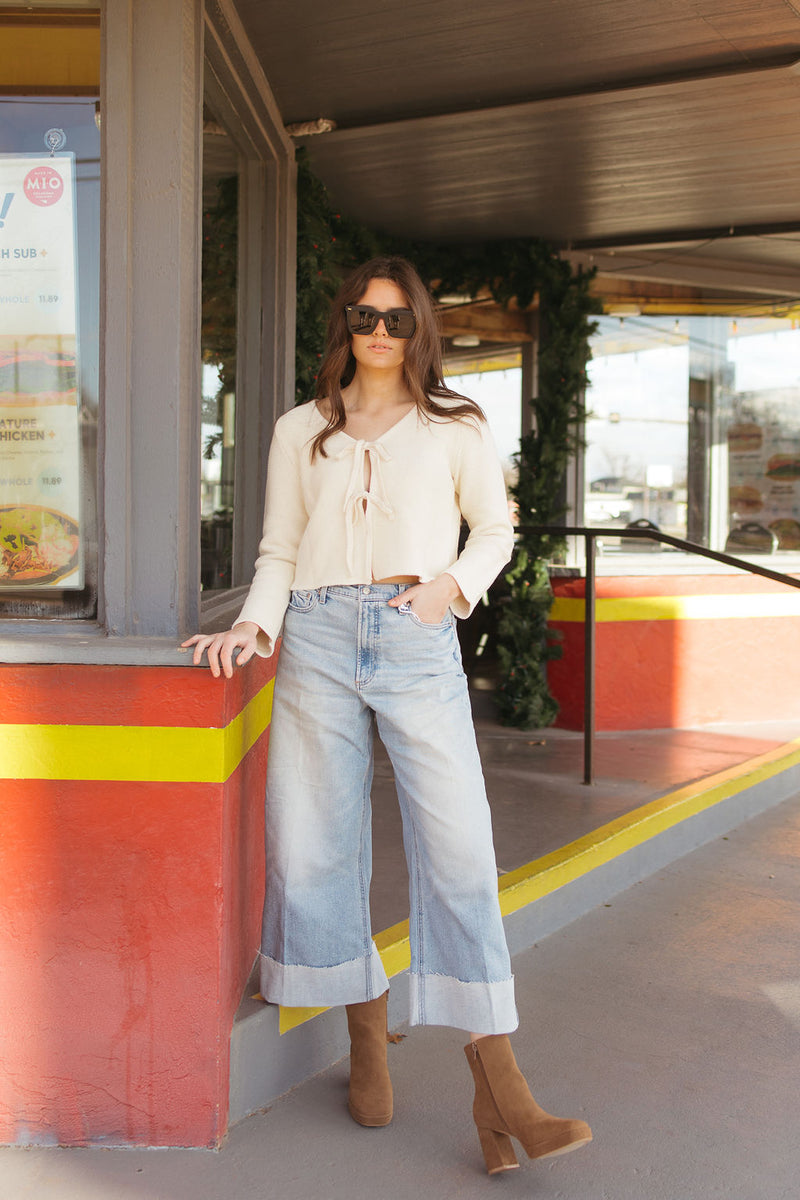 lana crop cuffed wide leg jeans