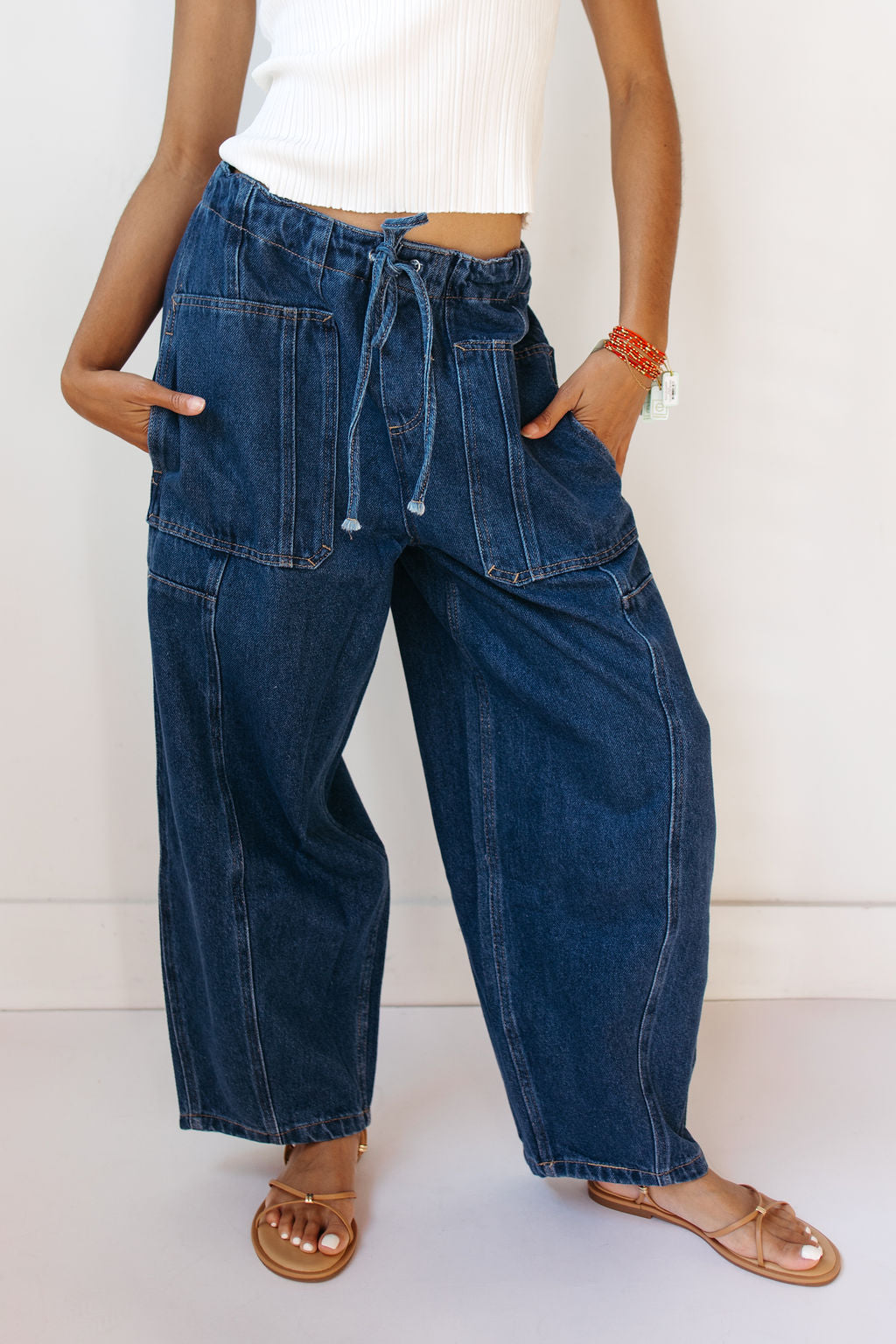 maeva barrel jeans with tie