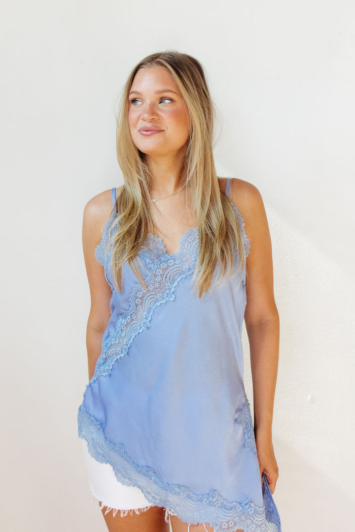 camille asymmetrical hem lace cami
