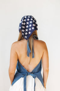 langley denim halter top vest