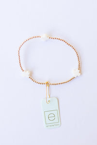 signature cross gold pattern 2mm bead bracelet