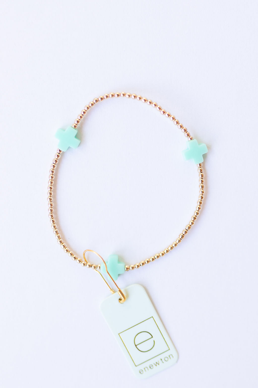 signature cross gold pattern 2mm bead bracelet