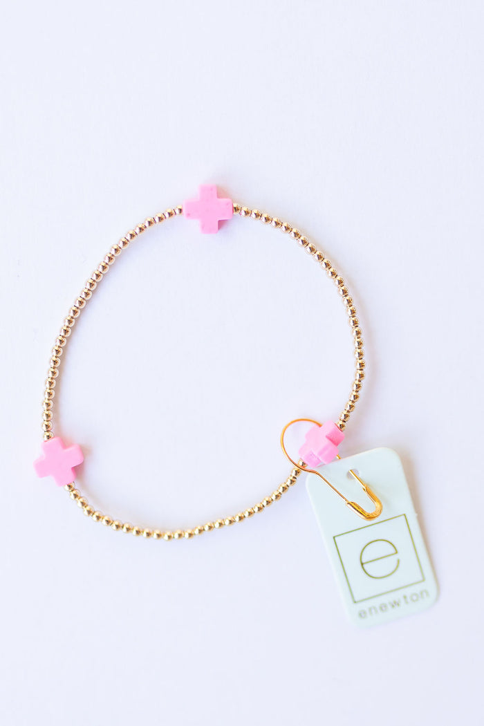 signature cross gold pattern 2mm bead bracelet
