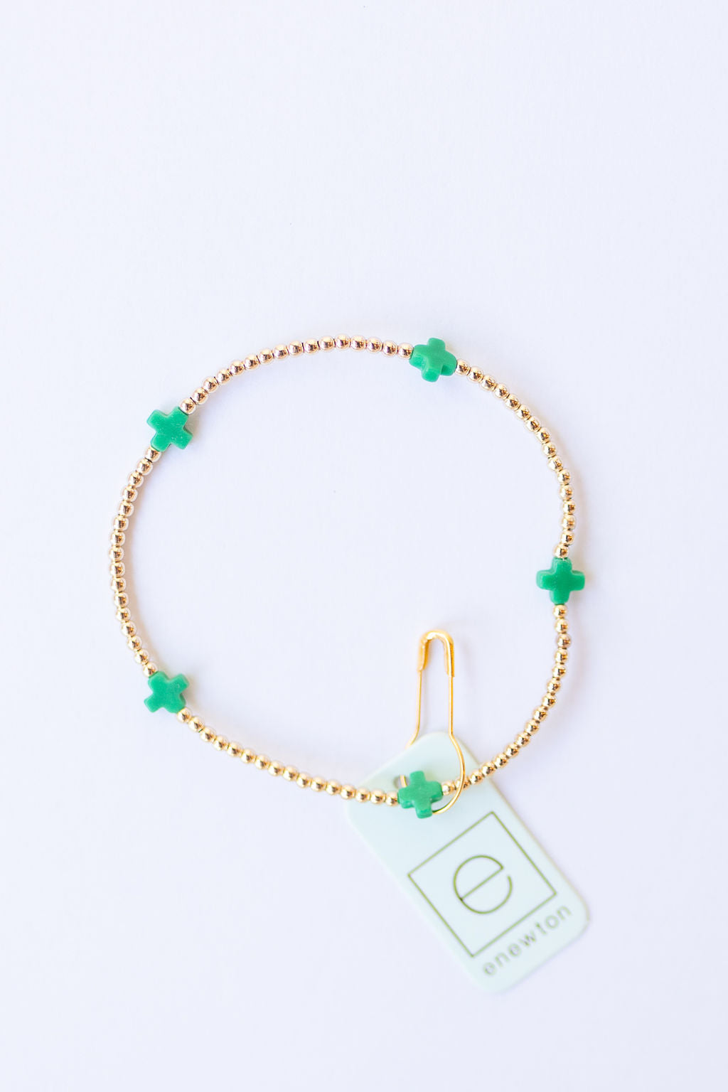 signature cross small gold pattern 2mm bead bracelet