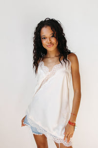 camille asymmetrical hem lace cami