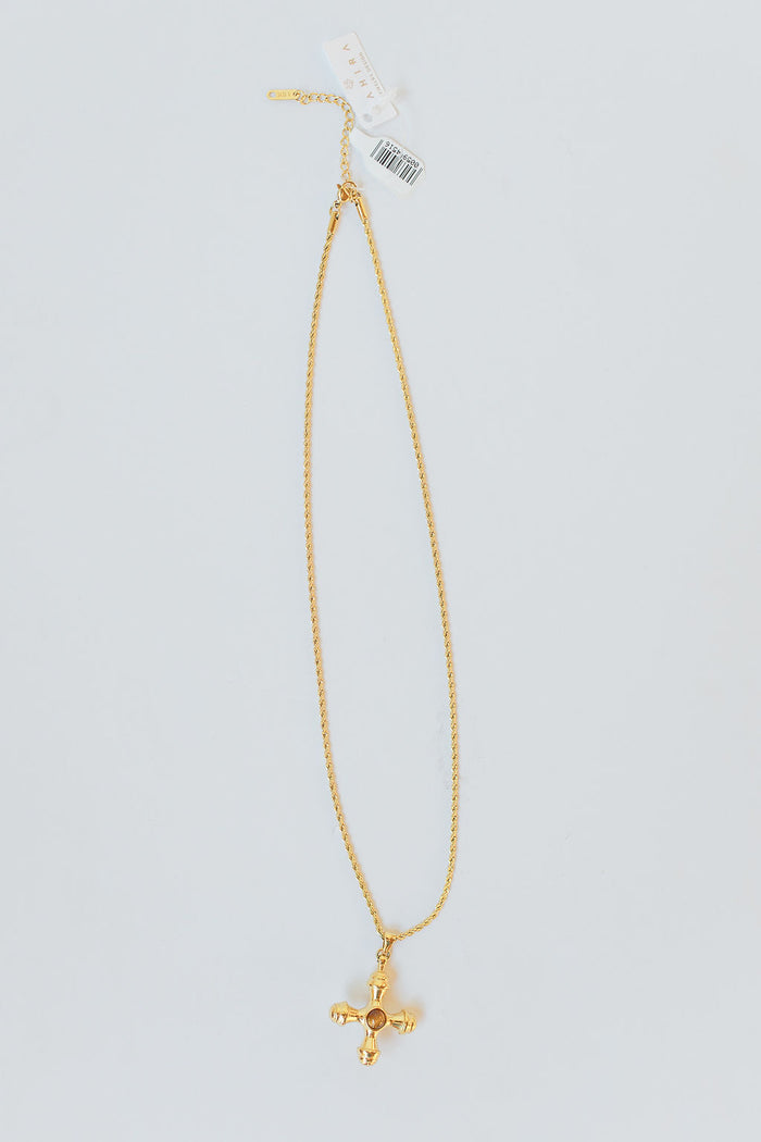 mode, ophelia  cross necklace - brown