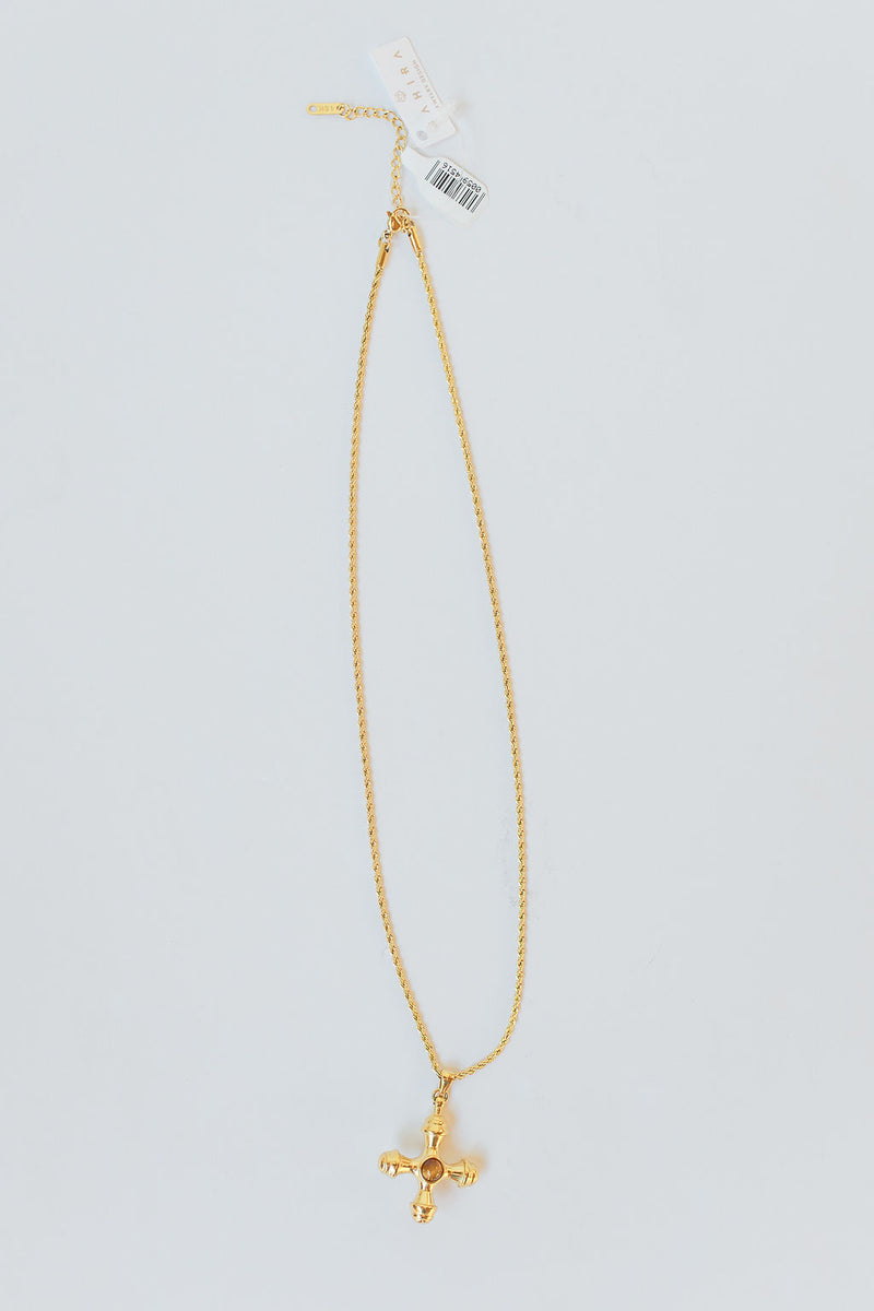 mode, ophelia  cross necklace - brown