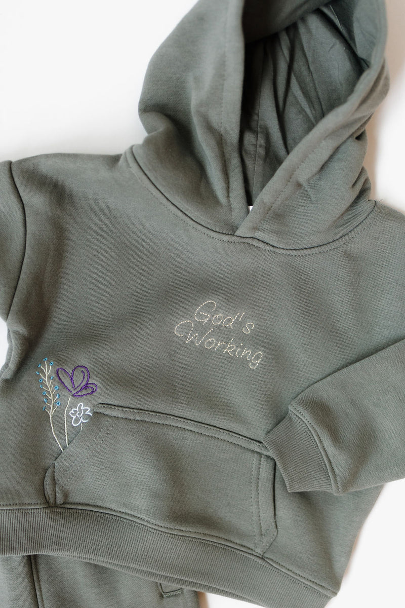 God's still working kids hoodie