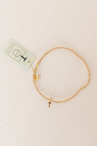 classic gold 2mm bead bracelet - respect gold charm