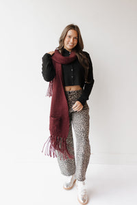 oversized two pocket tassel scarf